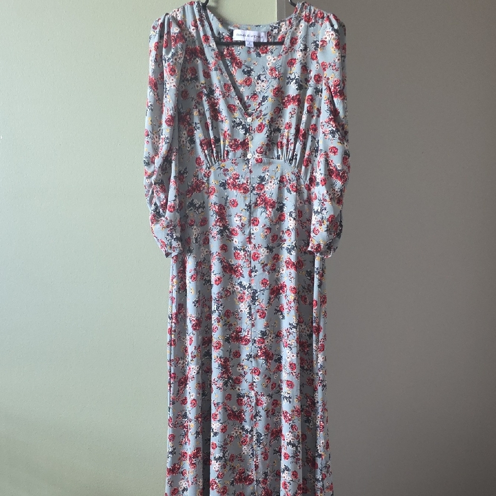 Emma & Michele Red Floral Long Sleeve Dress